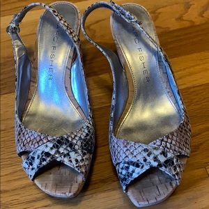 Marc Fisher Cork sling back wedges